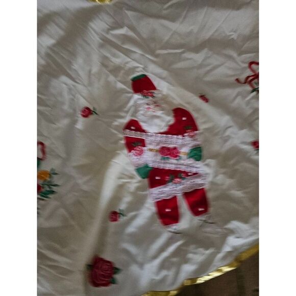 Vintage House of Hatten Christmas tree skirt Santa gold red velvet - Picture 3 of 10